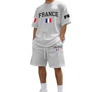 Dasongff Ensemble Short Tee Shirt Homme Sport Ensemble Homme Ete Chic Court Taille Elastique Survetement Souvenir Cadeau Drapeau Français Maillot Coupe du Monde 2026 2 Pièce Jogging