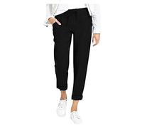 Dasongff Femme Pantalons Couleur Unie Sarouel Femme éTé, Pantacourt Femme Taille Haute Décontractée Pas Cher Léger Rétro, Pantalon Carotte et Lin avec Poches