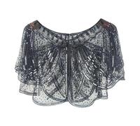 Dasongff Femme Vintage Boléro Mariage Soirée Mariée Cardigan Ouverte Dentelle Gilet Châle Courte Cérémonie Carnaval Cosplay Écharpe Haut pour Robe Gatsby