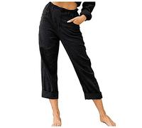Dasongff Femmes Pantalon Été Ample Léger Respirant Taille Elastique Pants 7/8 Casual Grande Taille de Plage Pantacourt Ample Sarouel Lâche,Femme Pantalon Carotte Casual avec Poches