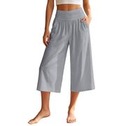 Dasongff Foldover Pants Pantalon Capri Large avec Poches pour Femme Taille Haute Stretch Doux Corsaire 3/4 Pantalon Cropped Élégant et Décontracté pour Quotidien, Yoga Opaque, Bureau et Voyage