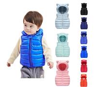 Dasongff Gilet à Capuche Tout-Petit Doudoune Légère avec Oreilles d'ours Garçons et Filles Manteau Matelassé Zippés Automne Hiver Chaude Gilets sans Manche pour Bébé Fille Garçon 6 Mois-5 Ans