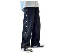 Dasongff Jeans Homme à Déchirer 2 Fermetures éclair Latérales Boutons-Pression Pantalon de Survêtement Entièrement Ouvrant Pantalons Post-Opératoire avec Poches Pas Cher