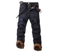 Dasongff Jeans Thermiques Homme Taille Haute Push Up, Pantalon Jean Confortable et Chaud pour l'hiver, Jeans Ajustés avec Doublure Polaire, Leggings en Denim Doublés et Élastiques
