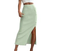 Dasongff Jupe Longue Femme Jupe Crayon Taille Haute Jupes Fendue Extensible en Maille Côtelée Basique Coupe Régulière