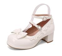 Dasongff Mary Jane Chaussures vintage à lacets pour femme - Talons ronds et fermés - Gatsby des années 1950 - Style victorien des années 1940