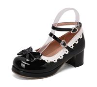 Dasongff Mary Jane Chaussures vintage à lacets pour femme - Talons ronds et fermés - Gatsby des années 1950 - Style victorien des années 1940