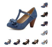 Dasongff Mary Jane Chaussures vintage pour femme avec bride de cheville fermée, bout rond, talons Gatsby, style rétro, années 1950, style victorien