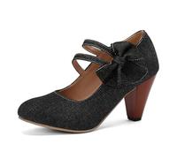 Dasongff Mary Jane Chaussures vintage pour femme avec bride de cheville fermée, bout rond, talons Gatsby, style rétro, années 1950, style victorien