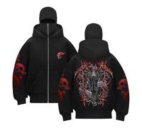Dasongff Ninja Sweat à Capuche pour Homme Japon Harajuku Style Ninja Double Cou Coton Hip Hop Sweat Surdimensionné éPais Pull Techwear avec Capuche