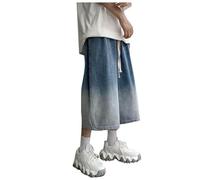 Dasongff Pantalon Cargo Japonais Homme Jean Pantalon Large Pas Cher Short de Tennis Lâche Short Baggy Coupe Droite Pantalon Baggy Skate Droit 3/4 Longueur Pants
