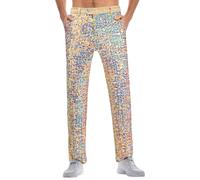 Dasongff Pantalon Disco Homme Jogging Métallisé Brillant Paillette Pantalon Costume Homme Fêtes Robe Année 80