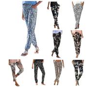 Dasongff Pantalon Fluide Femme été Imprimé Bohème Taille Haute Baggy Pantalon Cigarette Plage Vintage Casual Taille Elastique Chic Petites Jambes Pantalon Léger Confortable Yoga Pants