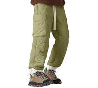 Dasongff Pantalon Ski Chaud Homme Pantalon Randonnée Doublé Polaire Hiver Pantalons Cargo Thermique Imperméable pour Snowboard Moto Neige VTT Chasse Travail avec Anti Ronce