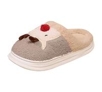 Dasongff Pantoufles NoëL Femmes Peluche- Chaussons à Fond éPais Doublure Doux Automne Hiver Chauds Confortable pour IntéRieur Et ExtéRieur Les Vacances Chambre Christmas Xmas Cadeaux Pantoufles