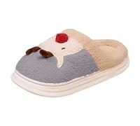 Dasongff Pantoufles NoëL Femmes Peluche- Chaussons à Fond éPais Doublure Doux Automne Hiver Chauds Confortable pour IntéRieur Et ExtéRieur Les Vacances Chambre Christmas Xmas Cadeaux Pantoufles