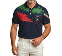 Dasongff Polos Homme Manches Courtes Poloshirt Drapeau Italien T-Shirt Souvenir Imprimés du Drapeau de l'Italie Maillot Italie Loisirs Tee Shirt Homme Respirant Maillot D'entraînement
