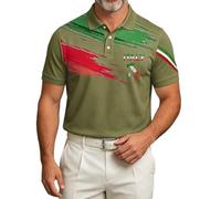 Dasongff Polos Homme Manches Courtes Poloshirt Drapeau Italien T-Shirt Souvenir Imprimés du Drapeau de l'Italie Maillot Italie Loisirs Tee Shirt Homme Respirant Maillot D'entraînement