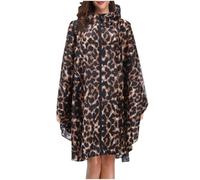 Dasongff Poncho Pluie Imperméable Femme avec Fermeture éclair, Cape De Pluie Leopard Respirante avec Capuche, Vêtements Imperméables Adulte Reutilisable pour Festival, Camping, Voyage, Taille Unique