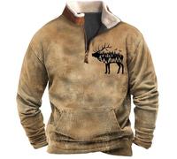 Dasongff Pull Col Camionneur Homme Sweatshirt en Micro Fleece Polaire À Manches Longues Chaud Maillot De Chasse Survêtement Et Boutons Sweat Pull-Over Automne Hiver
