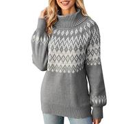 Dasongff Pull Irlandais Femme Rétro Pulls Tuniques Col Roulé Et Manches Longues Pull en Maille Hiver Chaud Épais Pullover Tricot pour Femmes Sweat-shirt