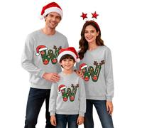 Dasongff Pull Noel Famille,Pull Noël Famille Assorti Homme femme Enfant Col Rond Longue Manches Sweat-Shirt avec Imprimé de Noël Christmas Sweater Hiver Chaud Tops Mode Parents-Enfants Sweat De Noel
