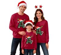 Dasongff Pull Noel Famille,Pull Noël Famille Assorti Homme femme Enfant Col Rond Longue Manches Sweat-Shirt avec Imprimé de Noël Christmas Sweater Hiver Chaud Tops Mode Parents-Enfants Sweat De Noel
