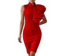 Dasongff Robe Business Femme Robe Midi Manches Trois Quarts Fendue Élégante Bureau
