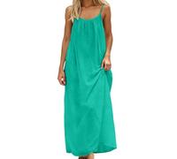 Dasongff Robe Longue Drapée Sexy Dos Nu éléGante en Coton Lin sans Manches avec Bretelles Spaghetti en Coton Lin pour Femme