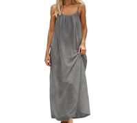 Dasongff Robe Longue Drapée Sexy Dos Nu éléGante en Coton Lin sans Manches avec Bretelles Spaghetti en Coton Lin pour Femme