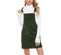 Dasongff Robe Salopette Femme Velours Côtelé Décontracté Combinaisons et Combishorts Robe et élégante Couleur Unie Combinaison à Bretelles Réglable avec Poches Salopettes Jupe A-Ligne