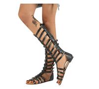 Dasongff Romaines Sandales Plates Femme Été Confortable Nu-Pieds Plage Sexy Gladiateur Romaines Ethniques Chaussures Casual Spartiate Tendance Pas Cher Mode Slip-on Rome Nu Pieds