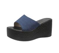 Dasongff Sandale Femme Semelle Epaisse Sexy Club Claquette Paillette Plateforme Bout Ouvert Été Sandales de Plage Talons Compensée Haut Tongs Pantoufles Slip-on Enfiler Grande Taille