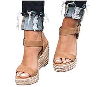 Dasongff Sandale Femme Talon Compensé Plate-Forme Espadrilles Compensées Décontractées D'été Compensées à Bout Ouvert à Talons Hauts Mules à Plateforme Antidérapantes Sandales