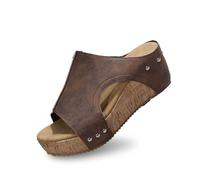 Dasongff Sandale Orthopedique Femme Ete Confortable Cuir Sandales de Marche Chaussures AntidéRapantes Respirantes Et Nu-Pieds BohêMe Bout Ouvert avec Talon Plateforme Comfy Compensées Chaussures