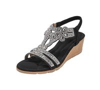 Dasongff Sandales Boho Pour Femmes élégantes et Confortables à Bride élastique Arrière à Sabot Ouvert Sandales Tong D’été avec Strass et Sangle de Cheville