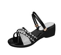 Dasongff Sandales Femme Été Confortable Chaussure Orthopédiques Pour Femmes Décontracté Confort Croisé Cheville Élastique Sangle Une Bande Sandales D’Été Plates Chaussures Mode Bohême Grande Taille