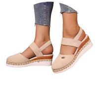 Dasongff Sandales Femme Été Confortable Compensée Nu Pieds Femme Été Confortable Sandale Fermer Devant Légères Chaussures Tongue Plage Antidérapantes Sandales avec Talon Plateforme