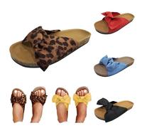 Dasongff Sandales Plates pour Femme Nœuds Papillon Élégantes Chaussons Léopard Été Confortable Large Claquette de Plage Mules Femmes Tongs Pantoufles Confortables Semelle Epaisse Maison Piscine