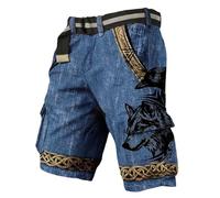 Dasongff Short Travail Homme Vikings Valhalla Norse Mythology Huginn Muninn Short Cargo Tactique Homme Shorts de Randonnée Extérieur Résistant Extensible Ripstop Streetwear avec Poches Pas Cher