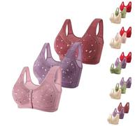 Dasongff Soutien Gorge sans Armature Femme Lot de 3 Fermeture Devant Brassière Sport Soft BH Soutien-Gorge Post Operatoire Lingerie Sport Pas Cher Brassières Ouvert Devant Fitness