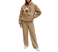 Dasongff Survêtement Femme Hiver Ensembles Sportswear con Polaire Sweat Kangourou Chat à Capuche et Pantalon de Survêtement Suit Automne Hiver Cadeau Chats Femme Sac Chat Transport