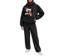 Dasongff Survêtement Femme Hiver Ensembles Sportswear con Polaire Sweat Kangourou Chat à Capuche et Pantalon de Survêtement Suit Automne Hiver Cadeau Chats Femme Sac Chat Transport