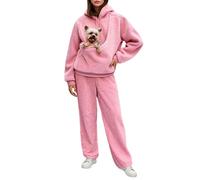 Dasongff Survêtement Femme Hiver Ensembles Sportswear con Polaire Sweat Kangourou Chat à Capuche et Pantalon de Survêtement Suit Automne Hiver Cadeau Chats Femme Sac Chat Transport