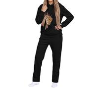 Dasongff Survêtement Femme Hiver Ensembles Sportswear con Polaire Sweat Kangourou Chat à Capuche et Pantalon de Survêtement Suit Automne Hiver Cadeau Chat Femme