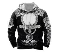 Dasongff Sweat À Capuche D'armure pour Hommes Viking, Pull À Capuche Rétro Cosplay Entièrement Imprimé en 3D avec Motif Yggdrasil, Veste Décontractée d'automne