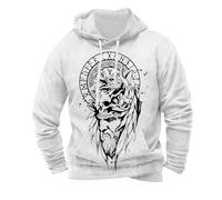 Dasongff Sweat À Capuche D'armure pour Hommes Viking, Pull À Capuche Rétro Cosplay Entièrement Imprimé en 3D avec Motif Yggdrasil, Veste Décontractée d'automne