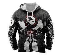 Dasongff Sweat À Capuche D'armure pour Hommes Viking, Pull À Capuche Rétro Cosplay Entièrement Imprimé en 3D avec Motif Yggdrasil, Veste Décontractée d'automne