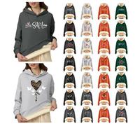 Dasongff Sweat à Capuche pour Femme Surdimensionné Hiver Chaud et épais Sweatshirt Hoodie Décontracté Sherpa Doublé Pull Polaire Adolescente College Fille Imprimé Motif Coeur Pull Oversize Casual