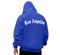 Dasongff Sweat a Capuche pour Homme Oversize Imprimé Graphique Los Angeles Manches Longues Décontracté avec Poche